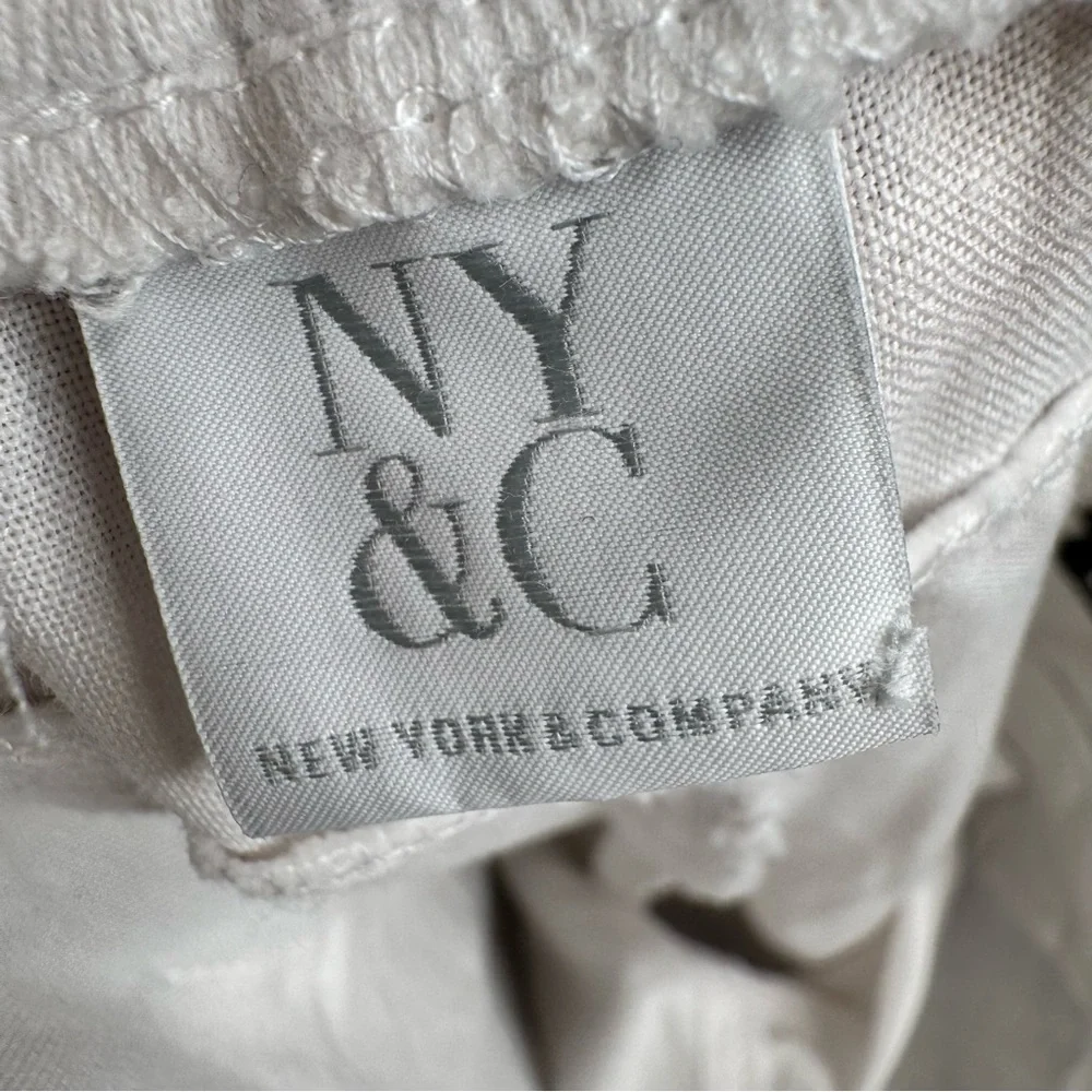 NY&C Linen Wide Leg Pants White Size Medium NWT Drawstring Summer